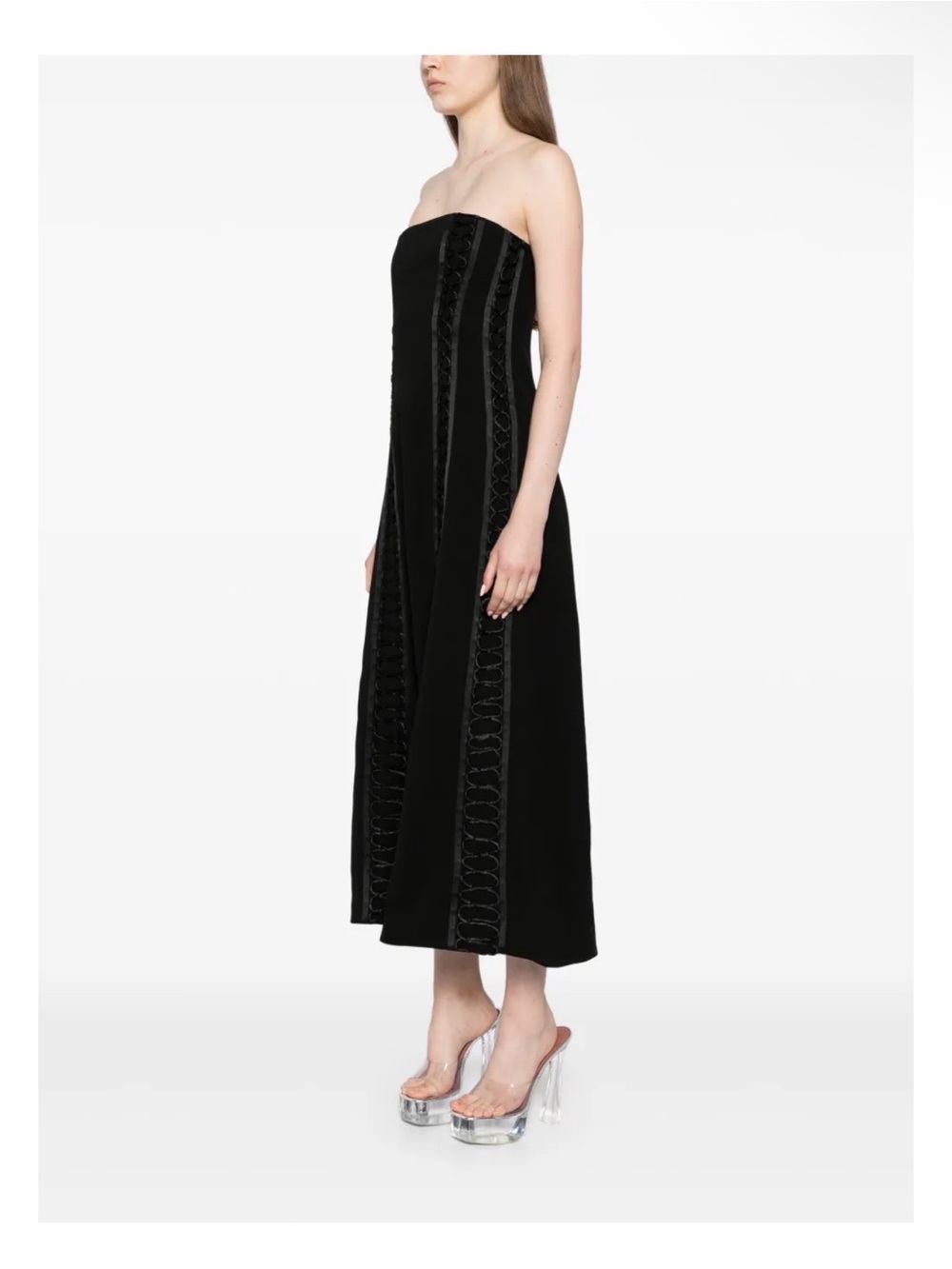 New With Tags SIMKHAI Dennison Dress Strapless Black Midi - Picture 4 of 12